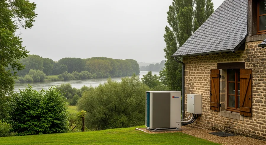 Pompe à chaleur air/eau surélevée en zone inondable à Sainte-Gemmes-sur-Loire
